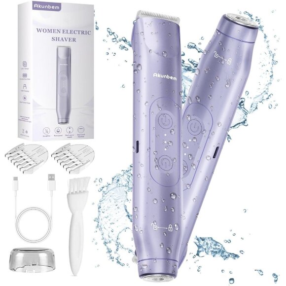 2 in 1 Women Electric Shaver Dual Head Bikini Trimmer for Women IPX7 Facial Hair - Picture 1 of 7